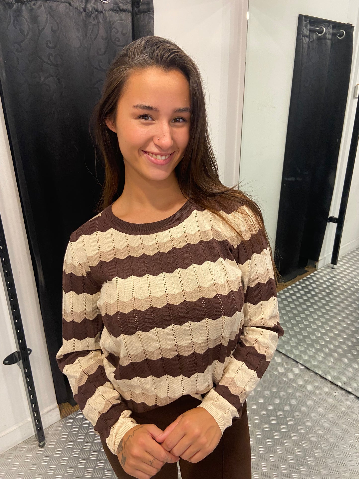 Bruine zigzag top