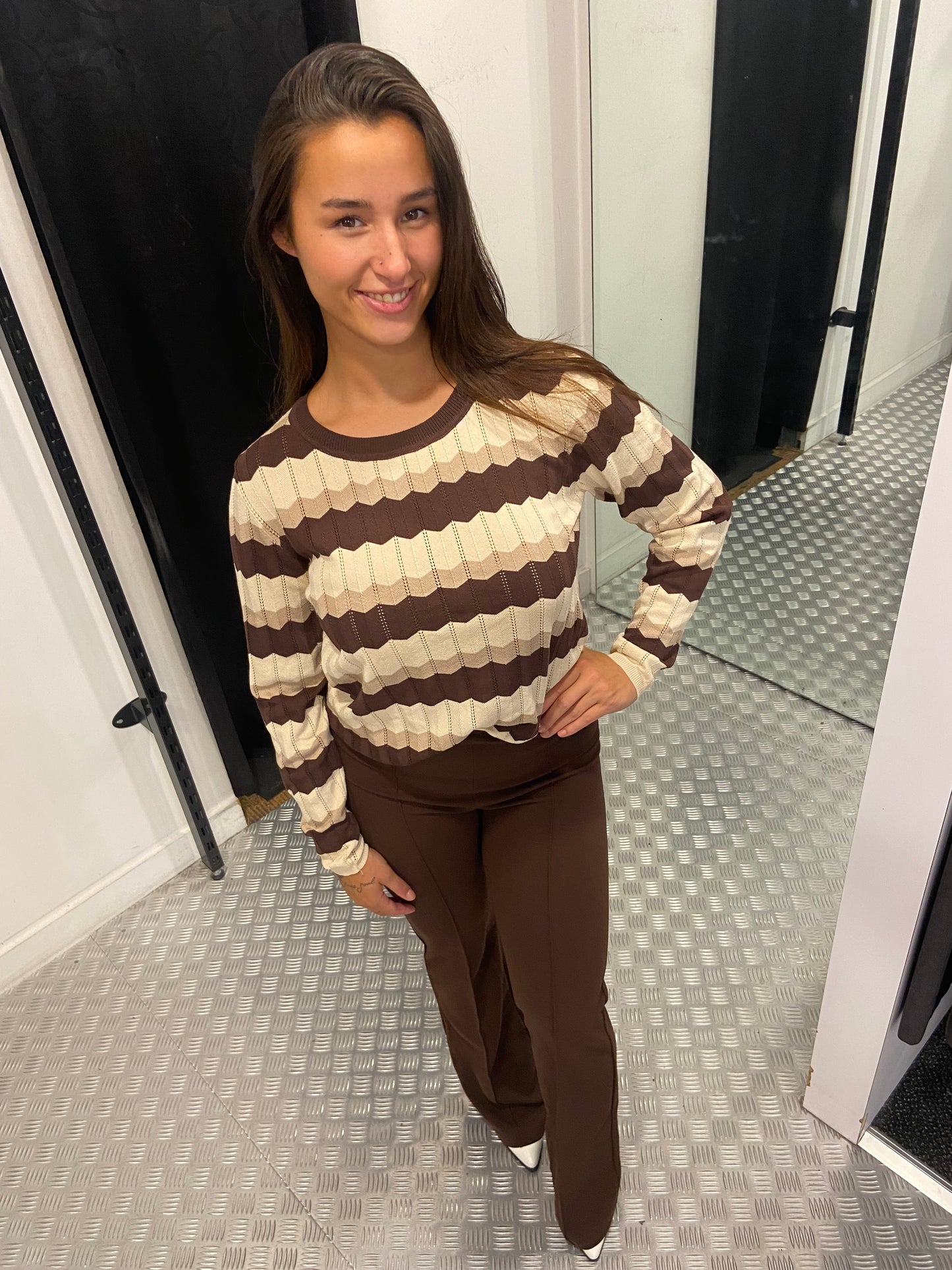 Bruine zigzag top