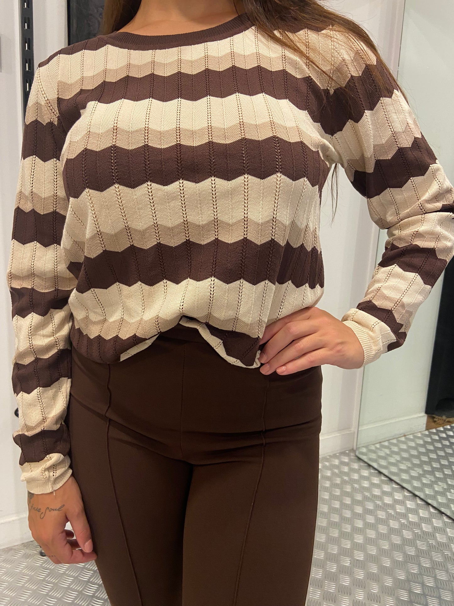 Bruine zigzag top