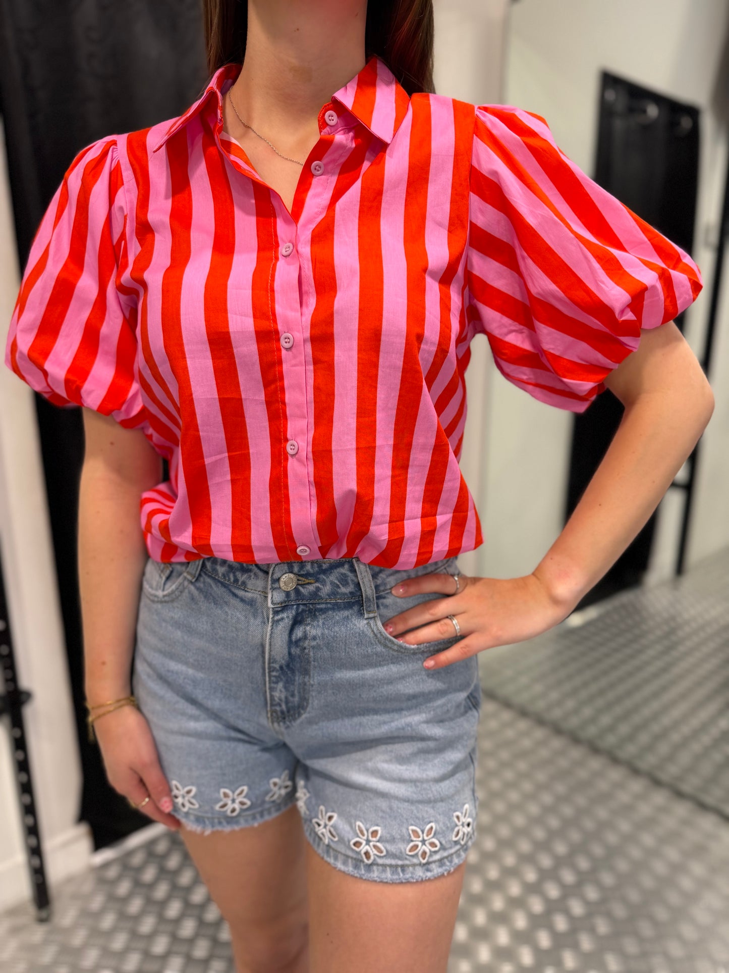 Denim short broderie redial