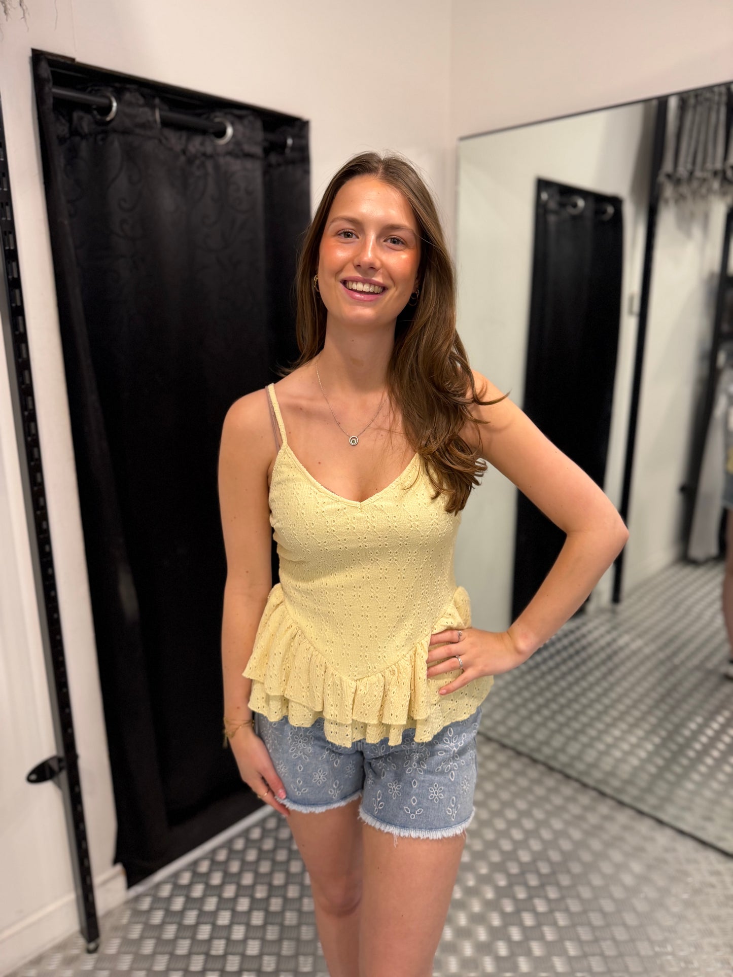 White ruffle summer top