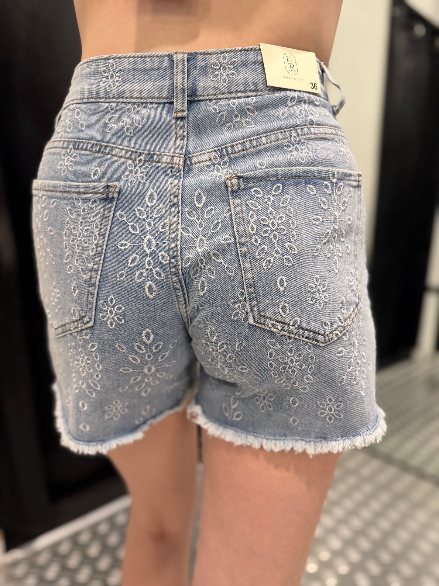 Flower denim short