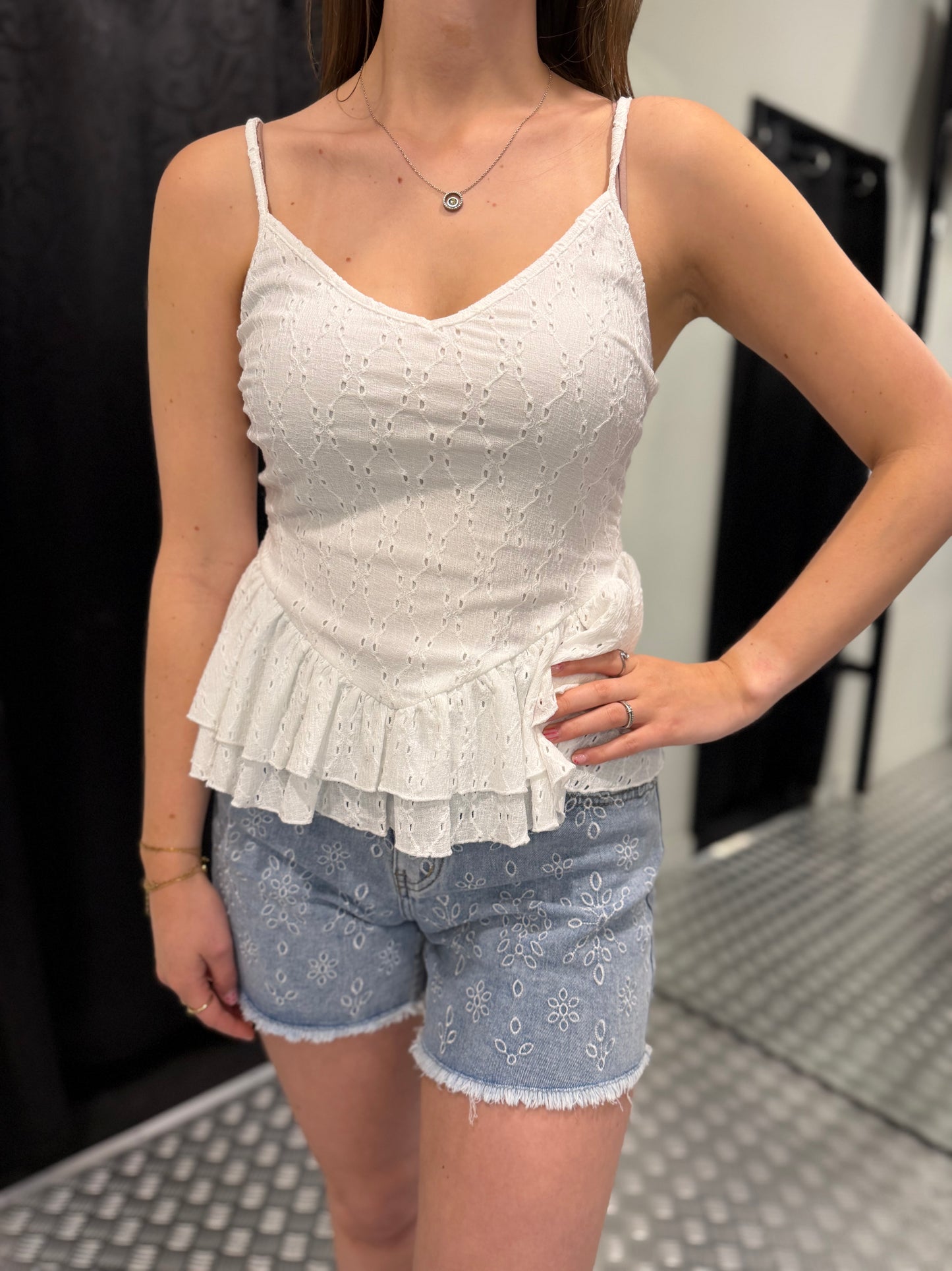 Yellow ruffle summer top
