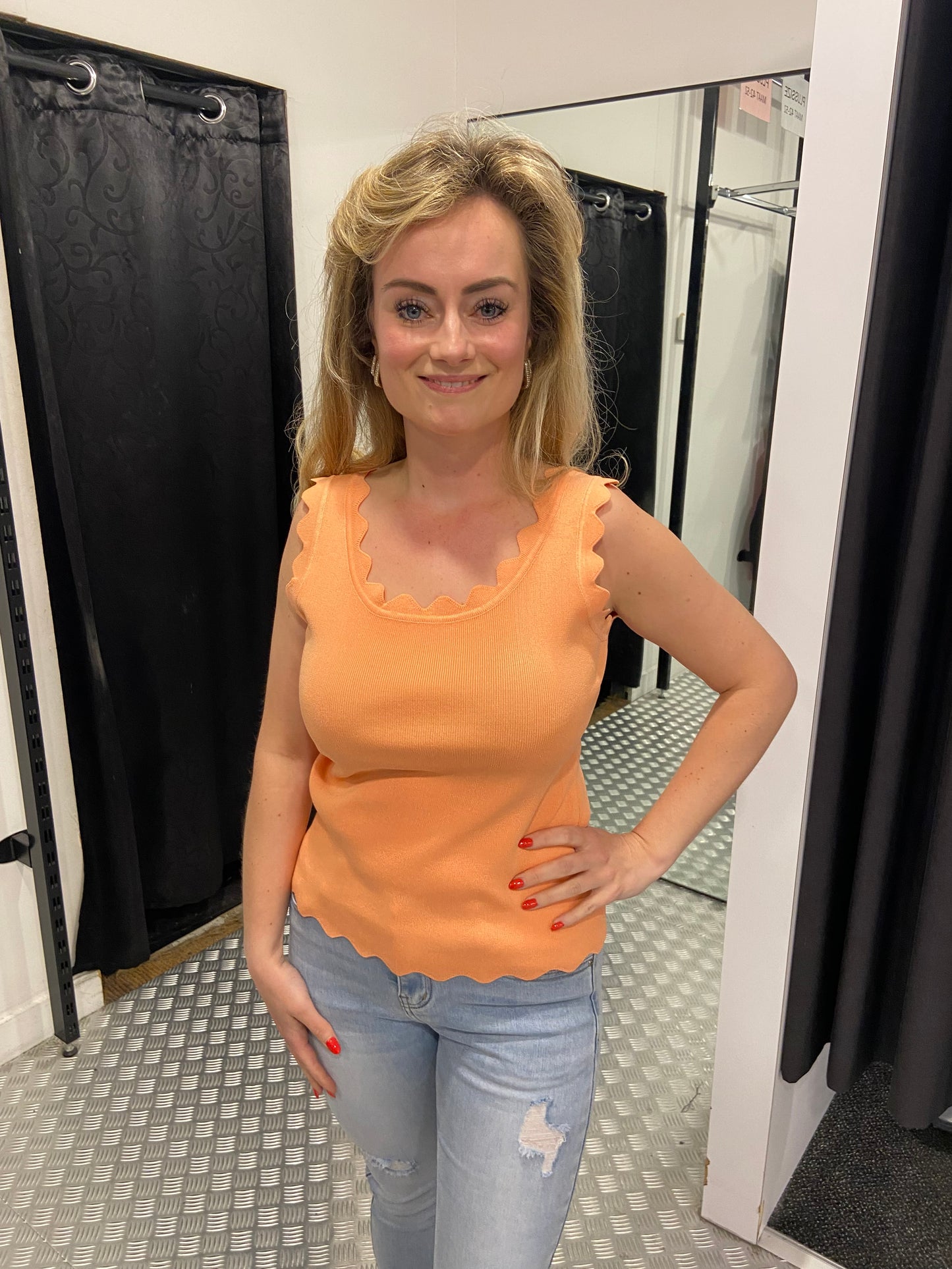 Oranje kartelrand top