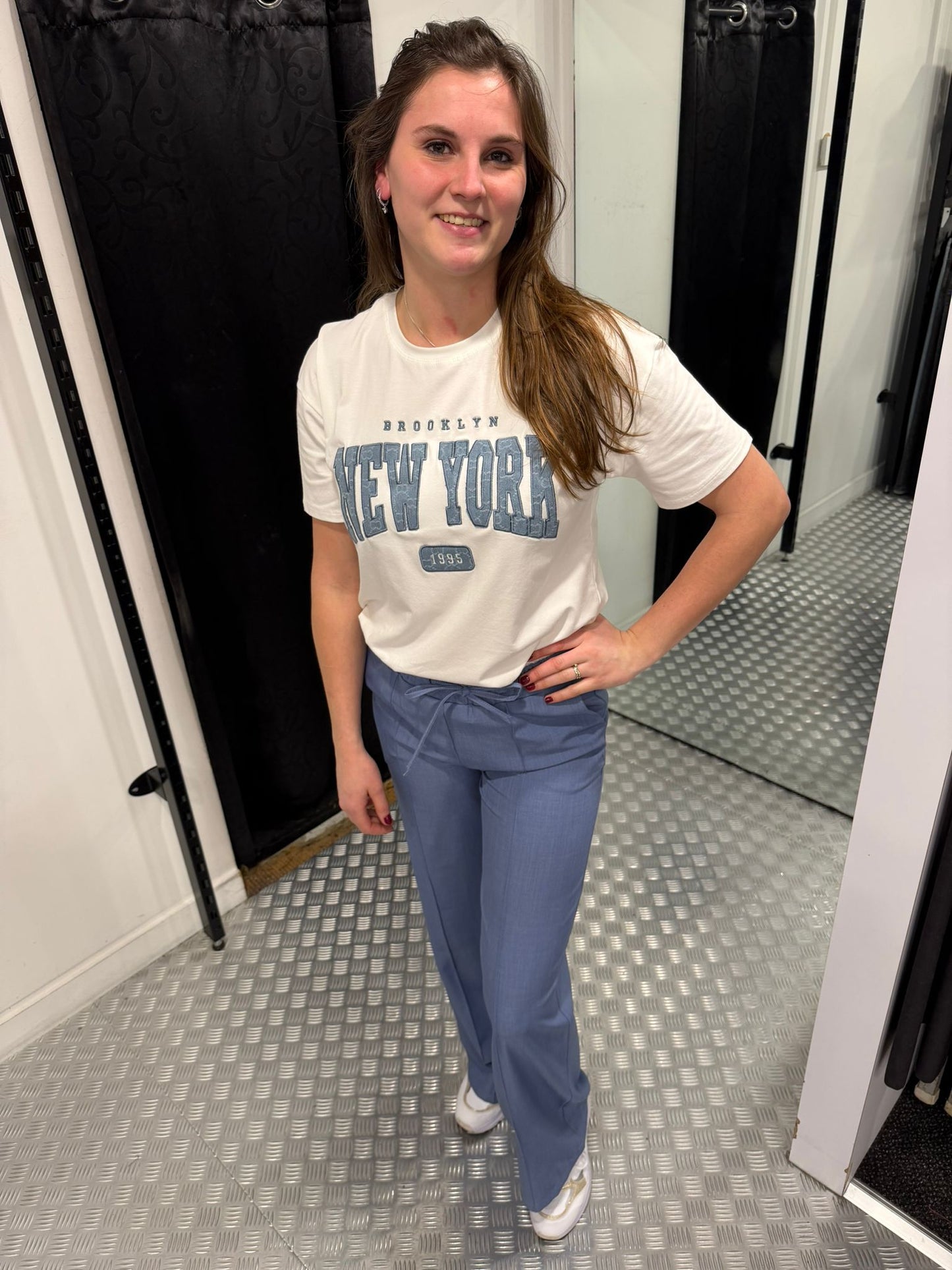 Jeansblauwe loose wide fit