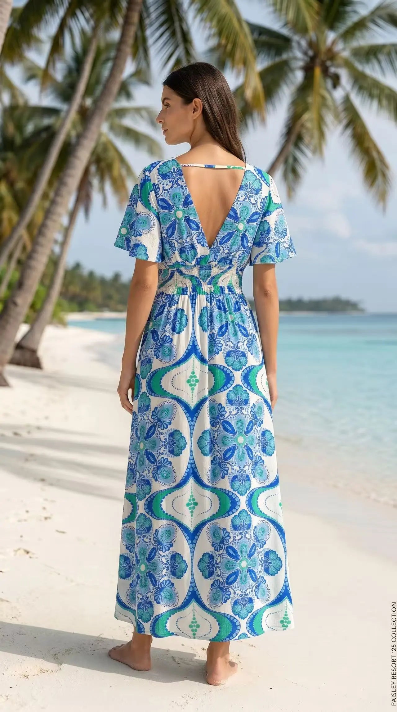 Blue flower maxi dress