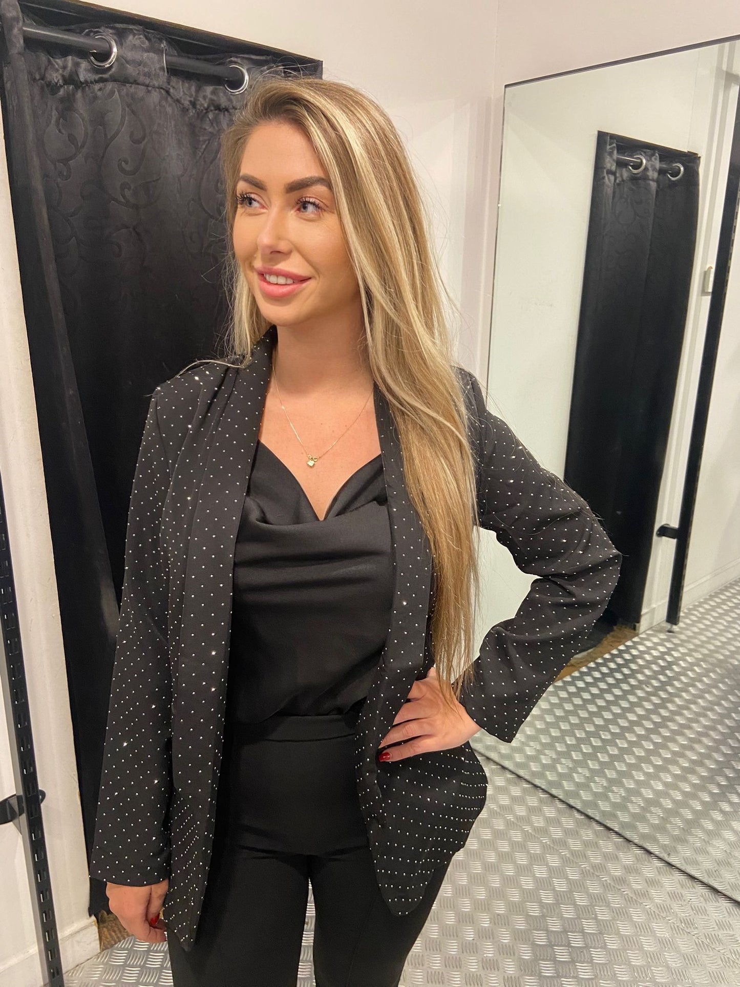 Black strass blazer