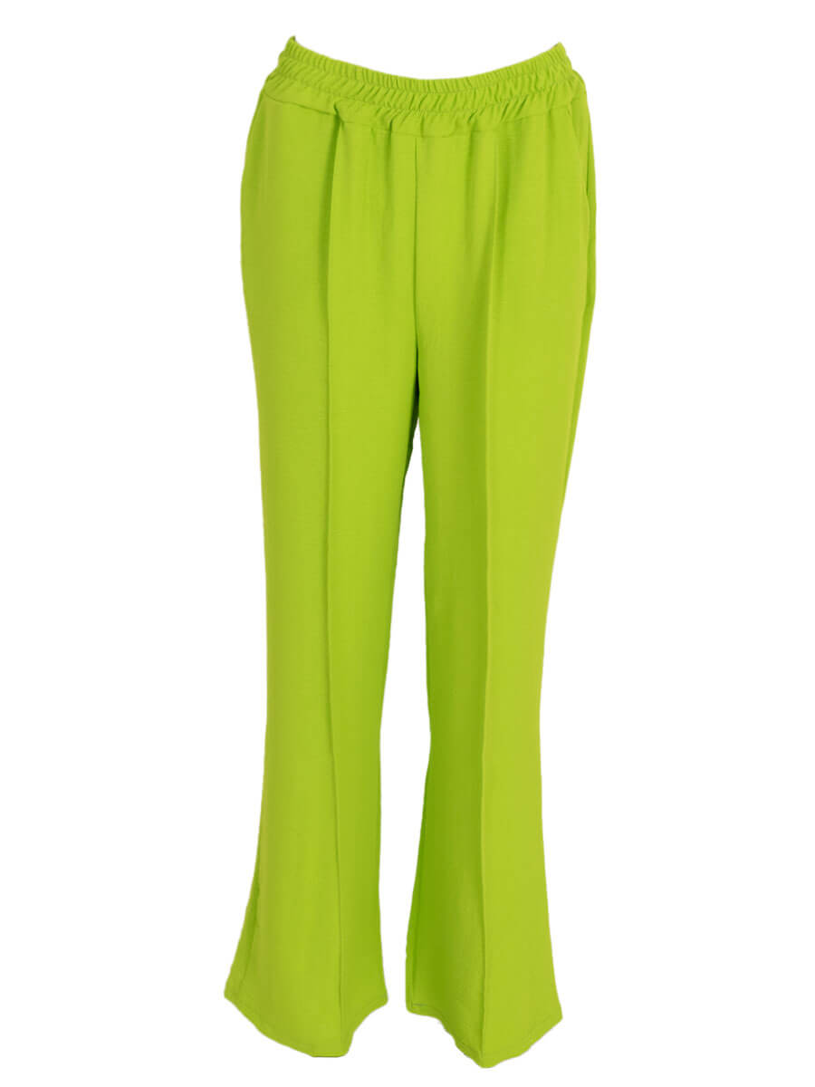 Lime losvallende broek
