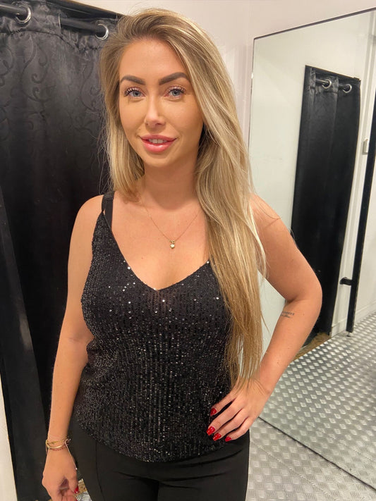 Black paillet top