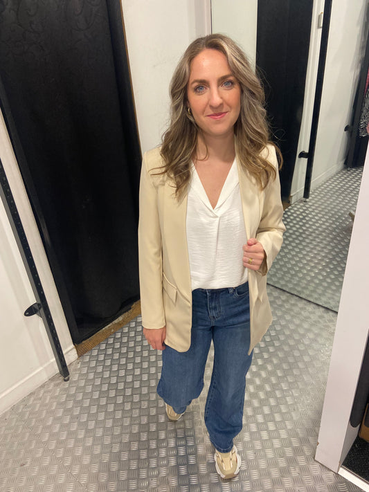 Beige getailleerde blazer