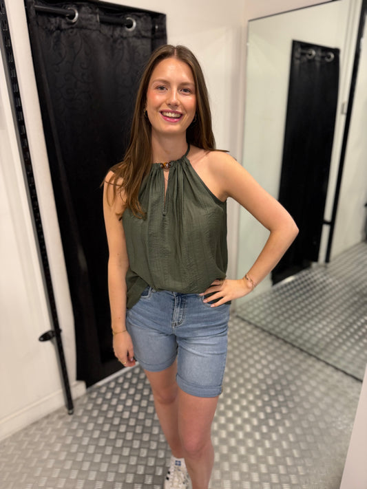 Legergroene loose fit top