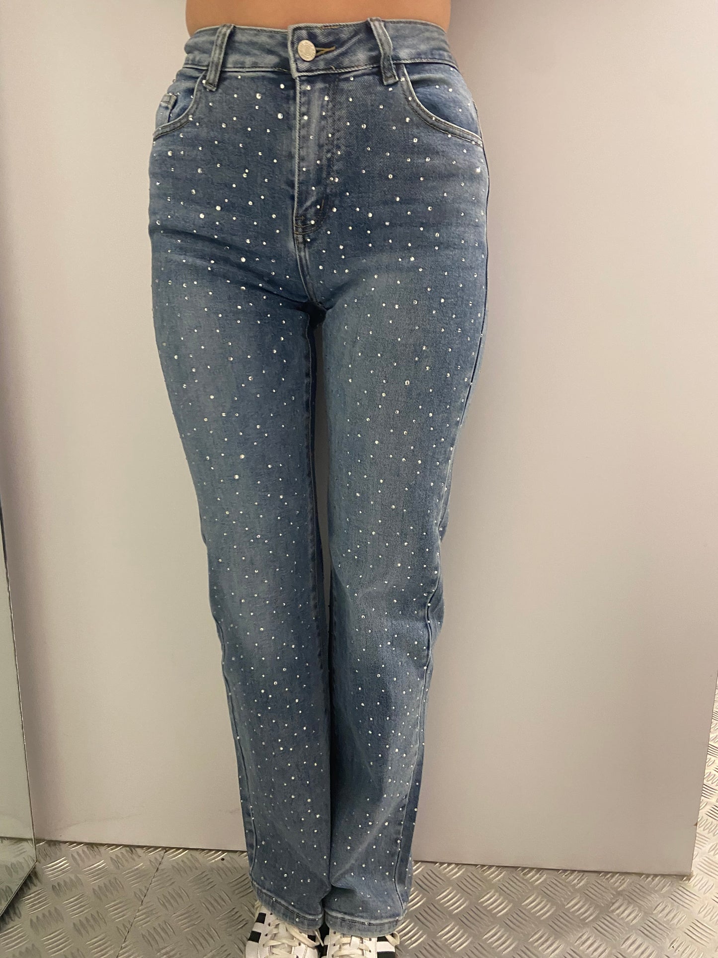 Strass denim wide leg