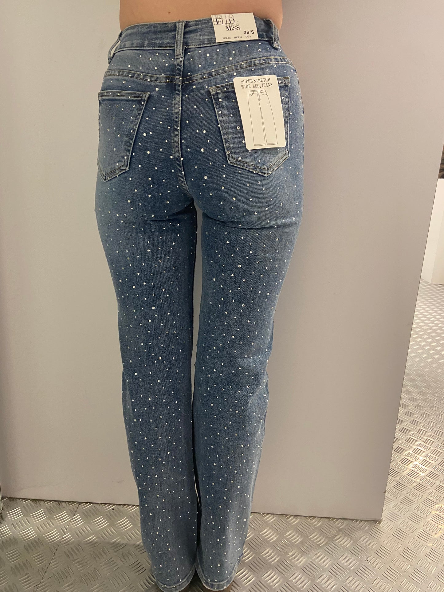 Strass denim wide leg