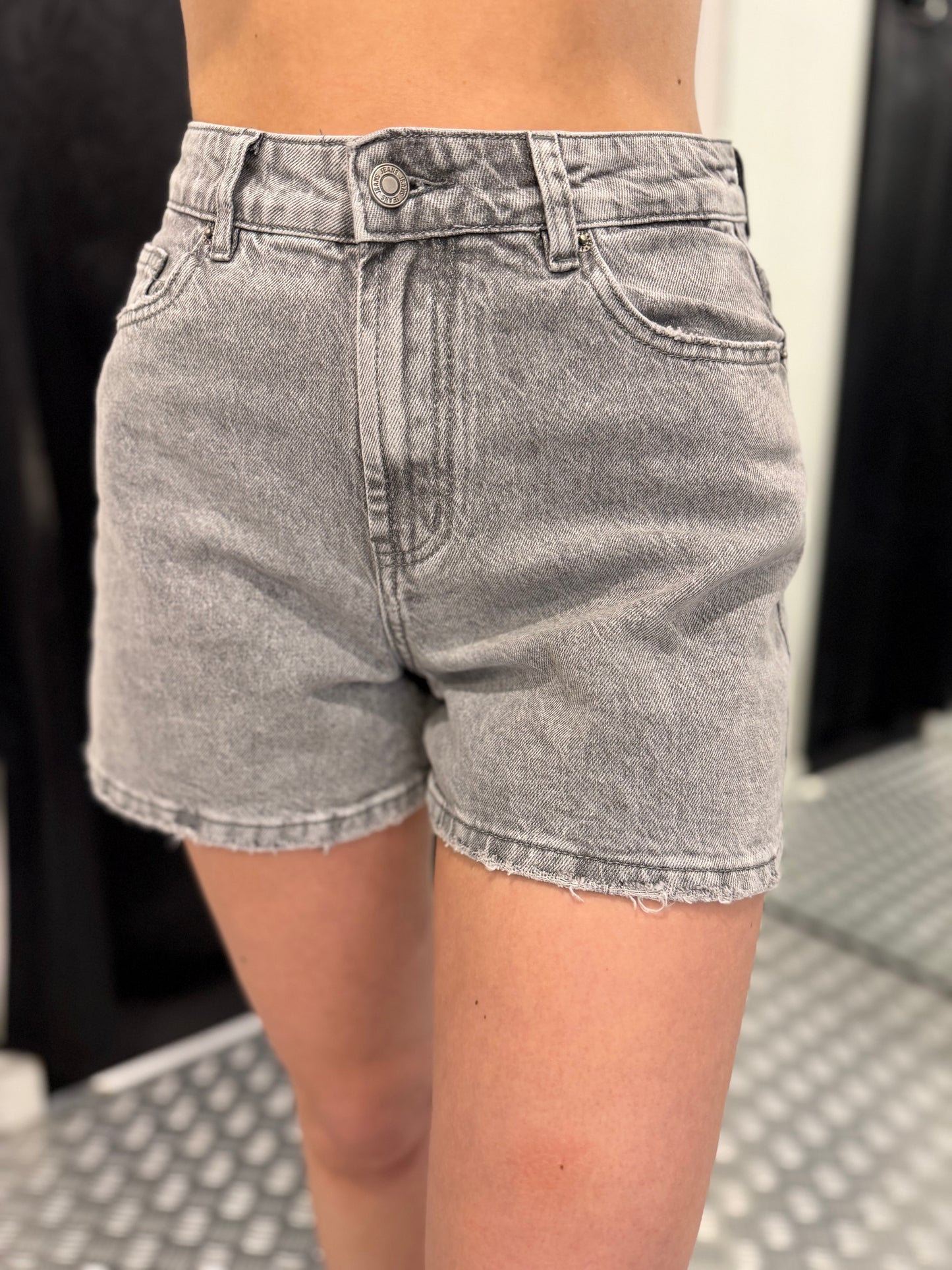 Grey denim redial short