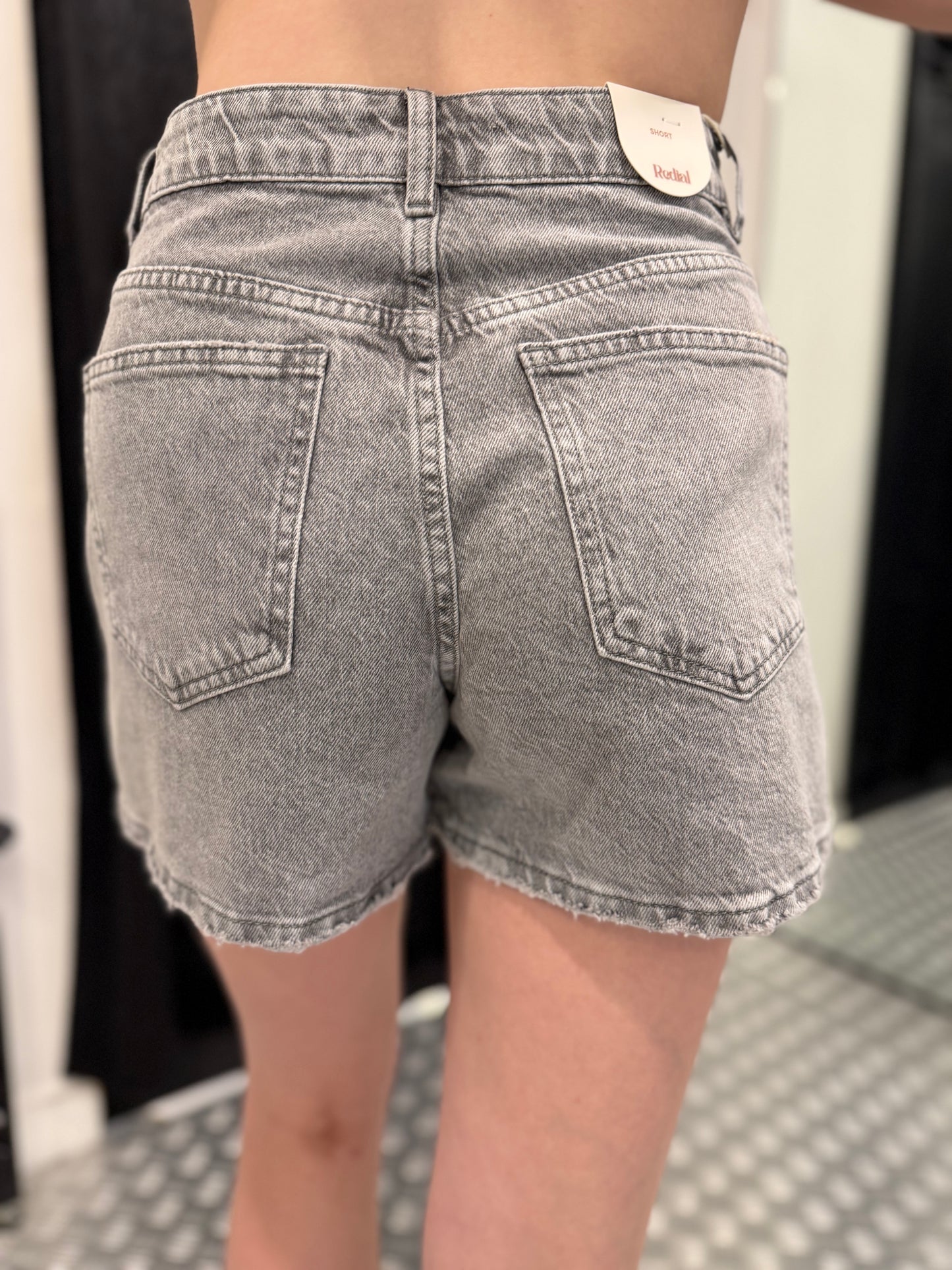 Grey denim redial short