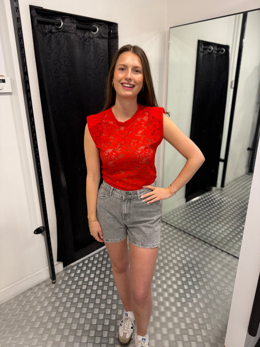 Red lace top