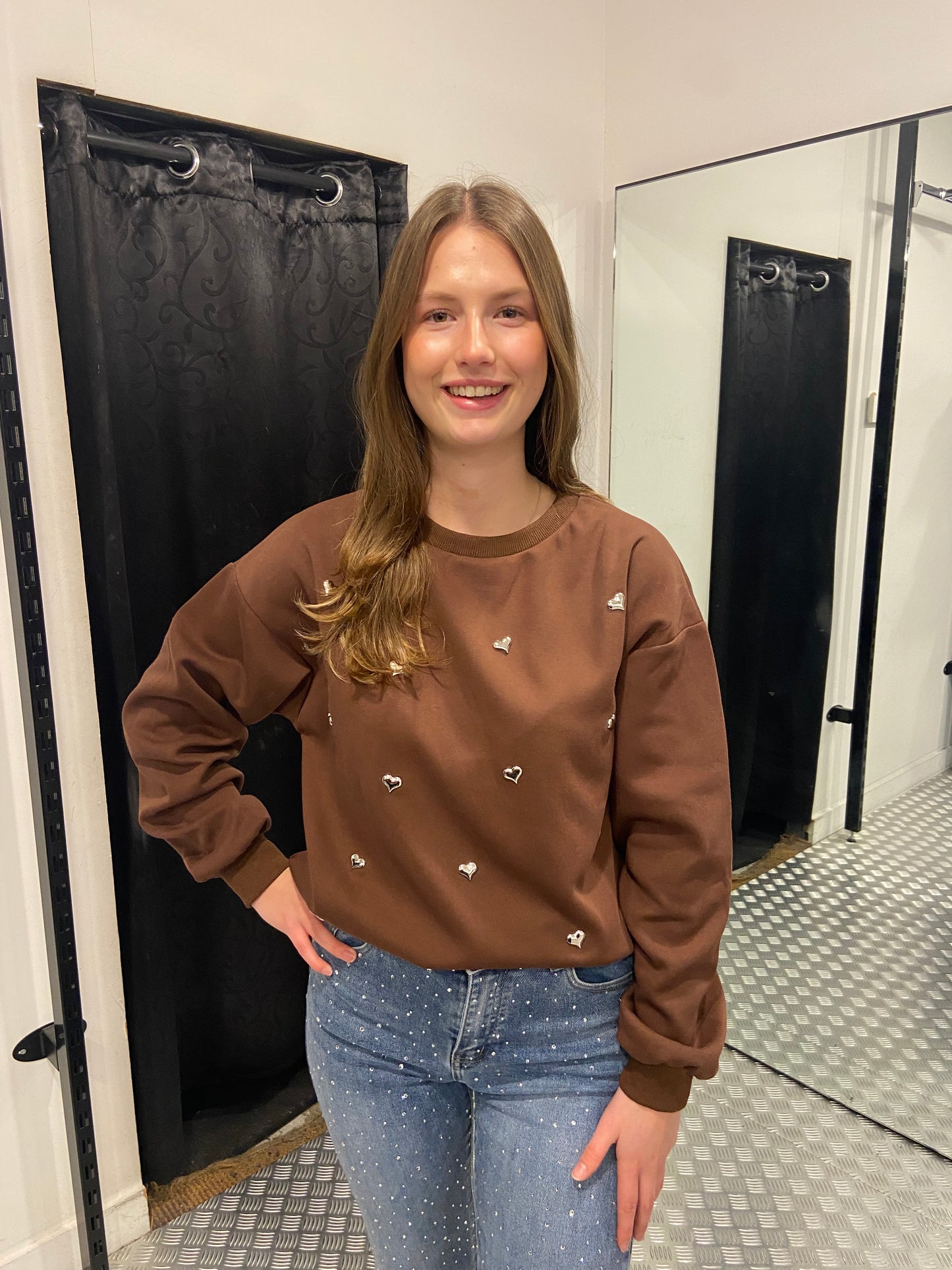 Brown hearts sweater