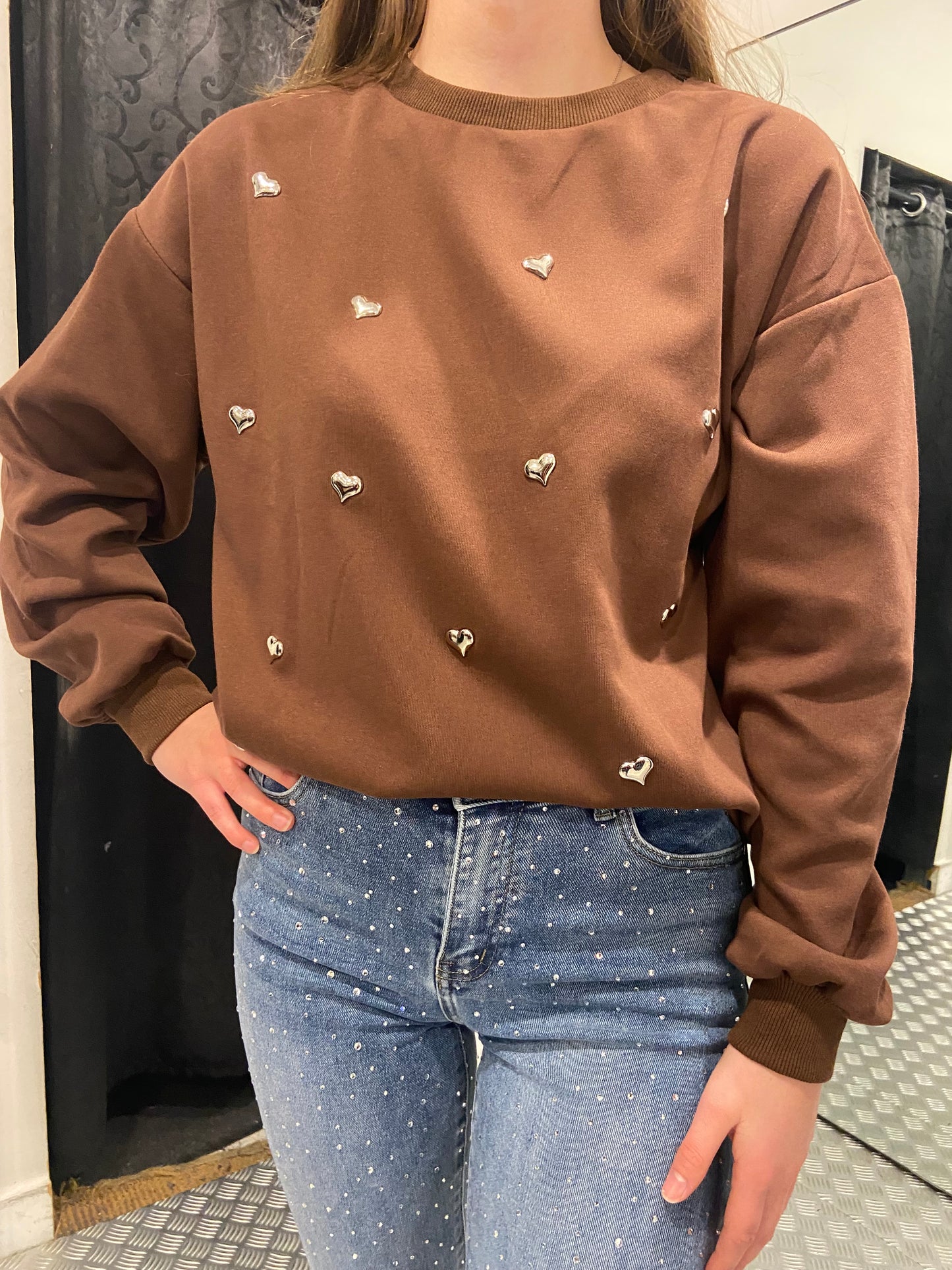 Brown hearts sweater
