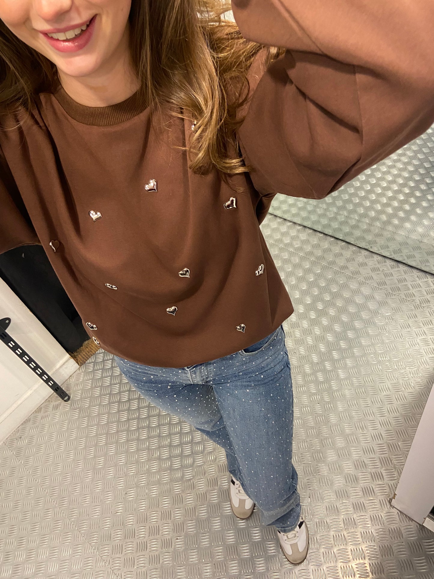 Brown hearts sweater