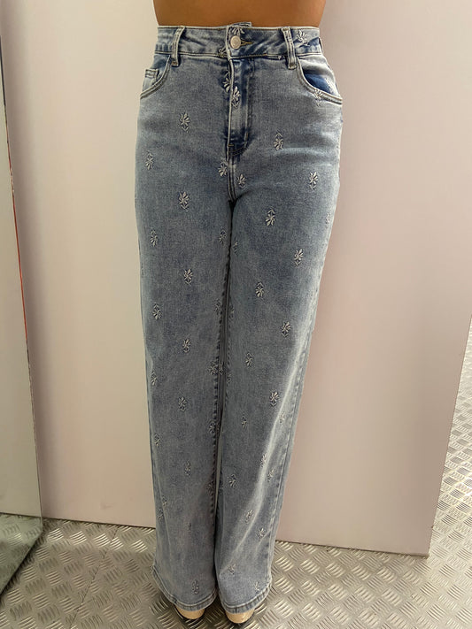Flower wide leg jeans HM
