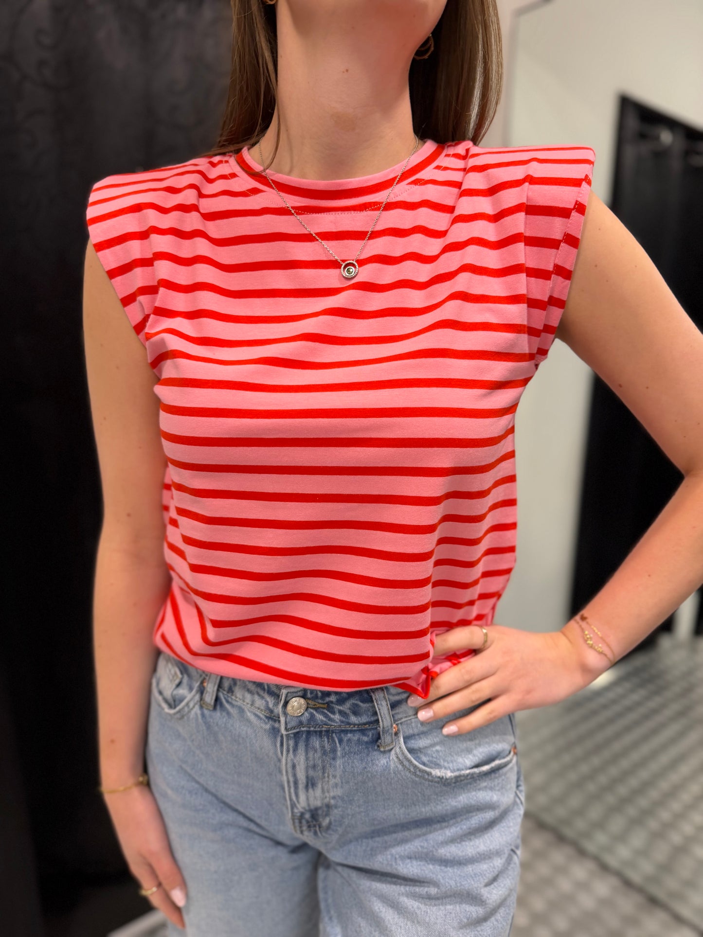 Striped pinky top