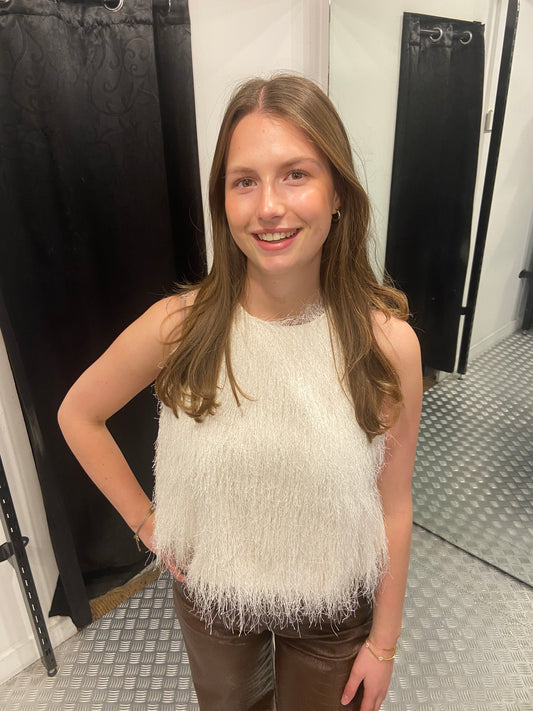 Beige fluffy top