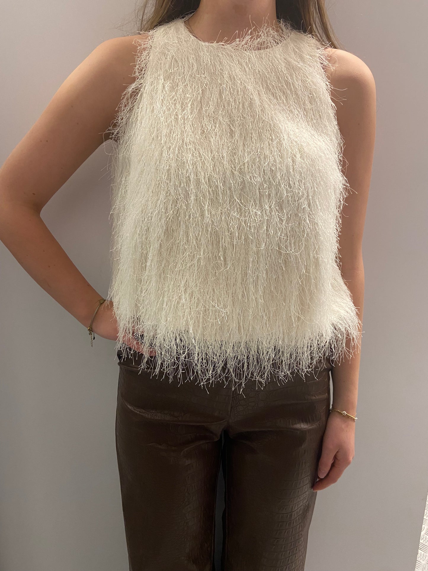 Beige fluffy top