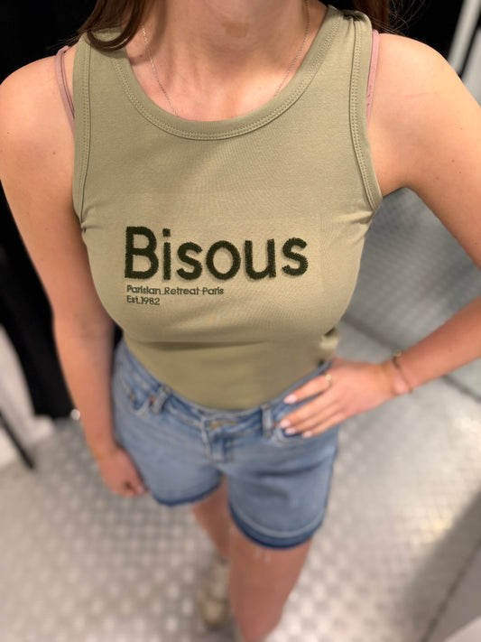 Bisous green cotton top