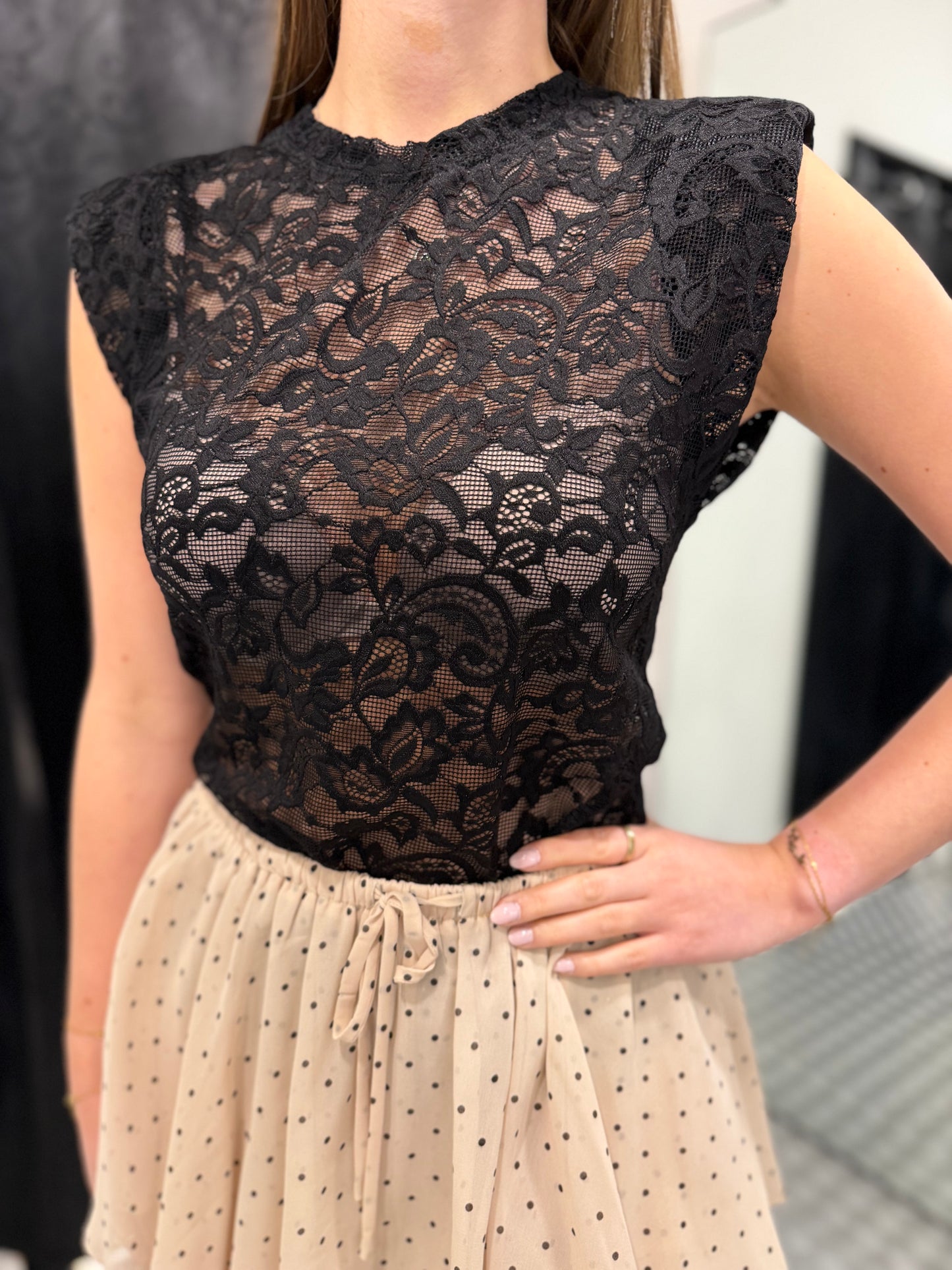 Red lace top