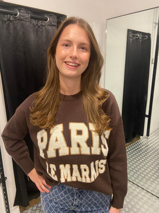 Brown paris sweater