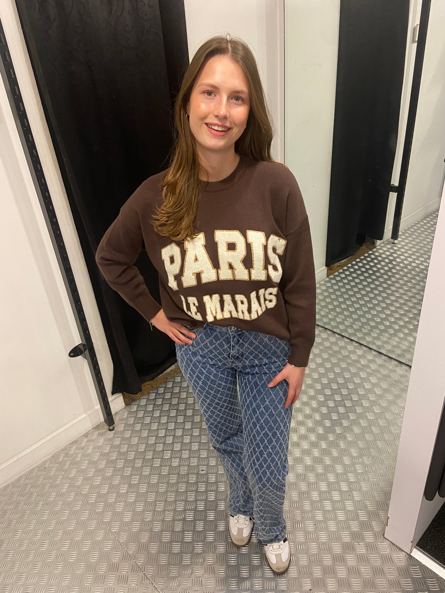Brown paris sweater