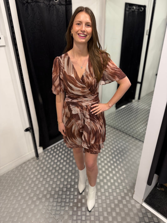 Brown ruffle dress