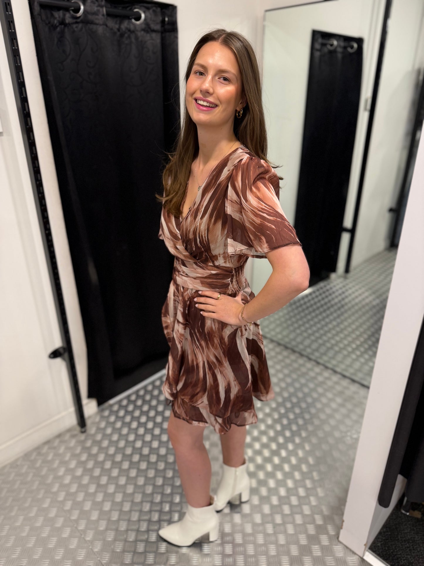 Brown ruffle dress