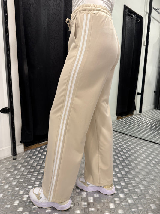 Creme striped loose wide leg