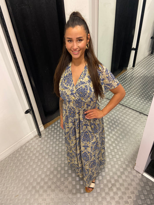 Blue golden feather dress