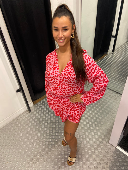 Panther cotton playsuit