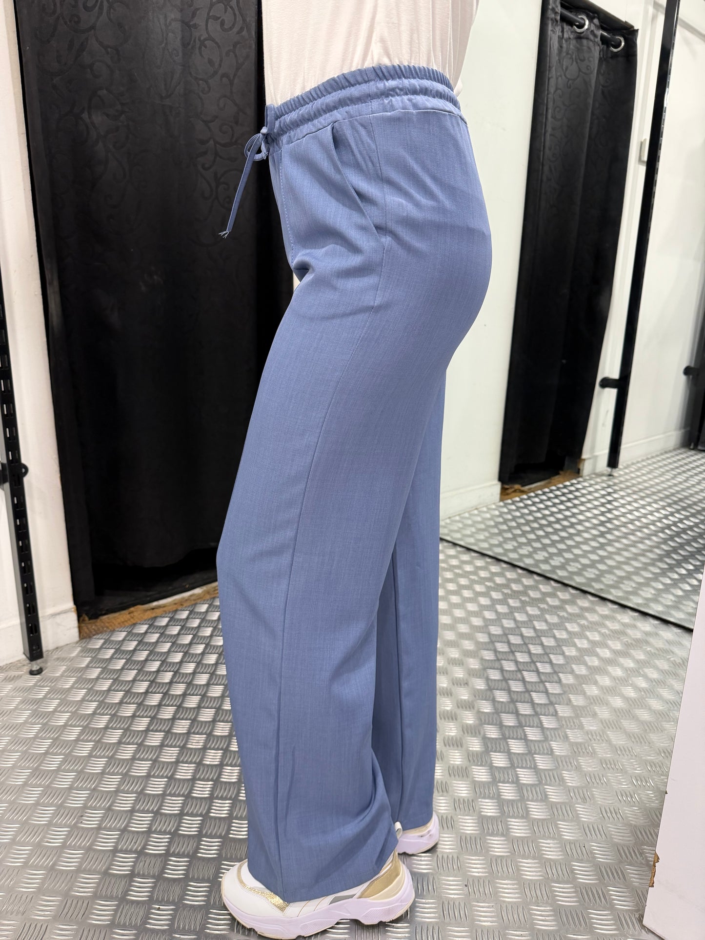 Jeansblauwe loose wide fit