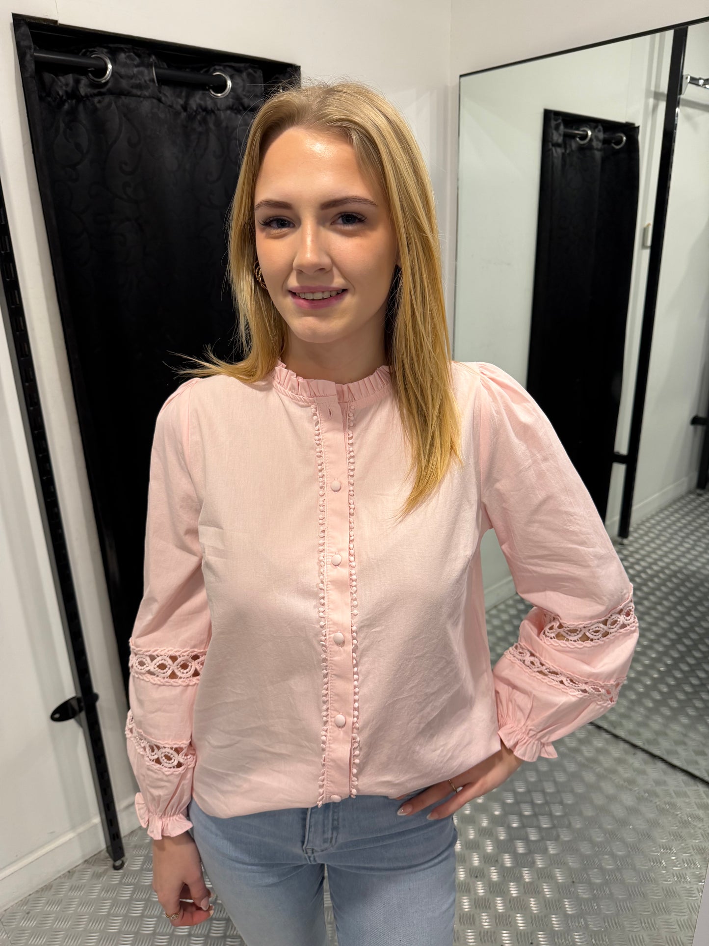 Baby roze katoenen blouse