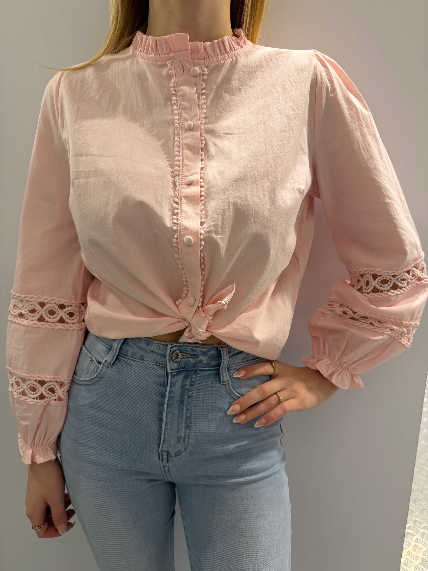Baby roze katoenen blouse