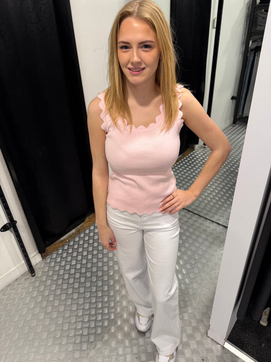 Lichtroze top kartelrand