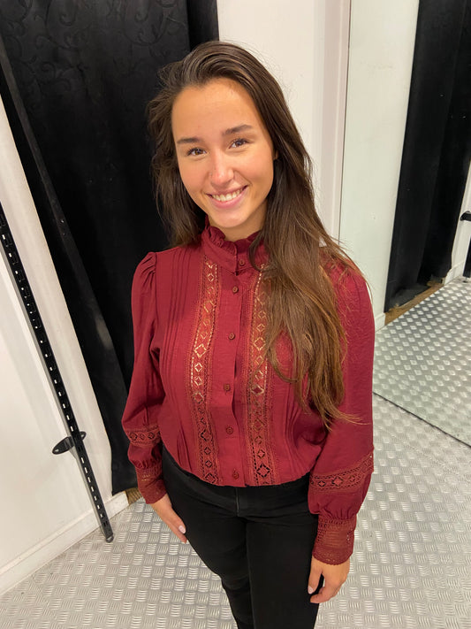 Bordeaux lace blouse