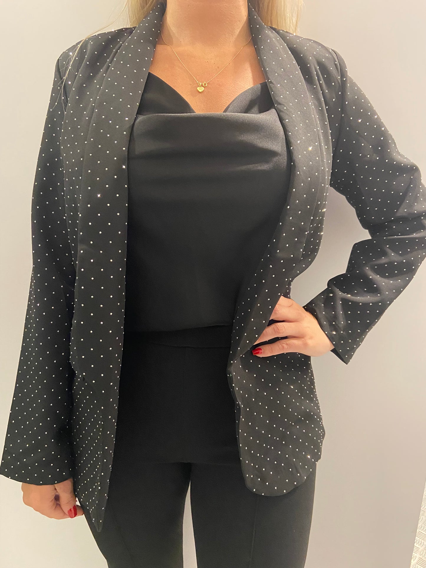 Black strass blazer