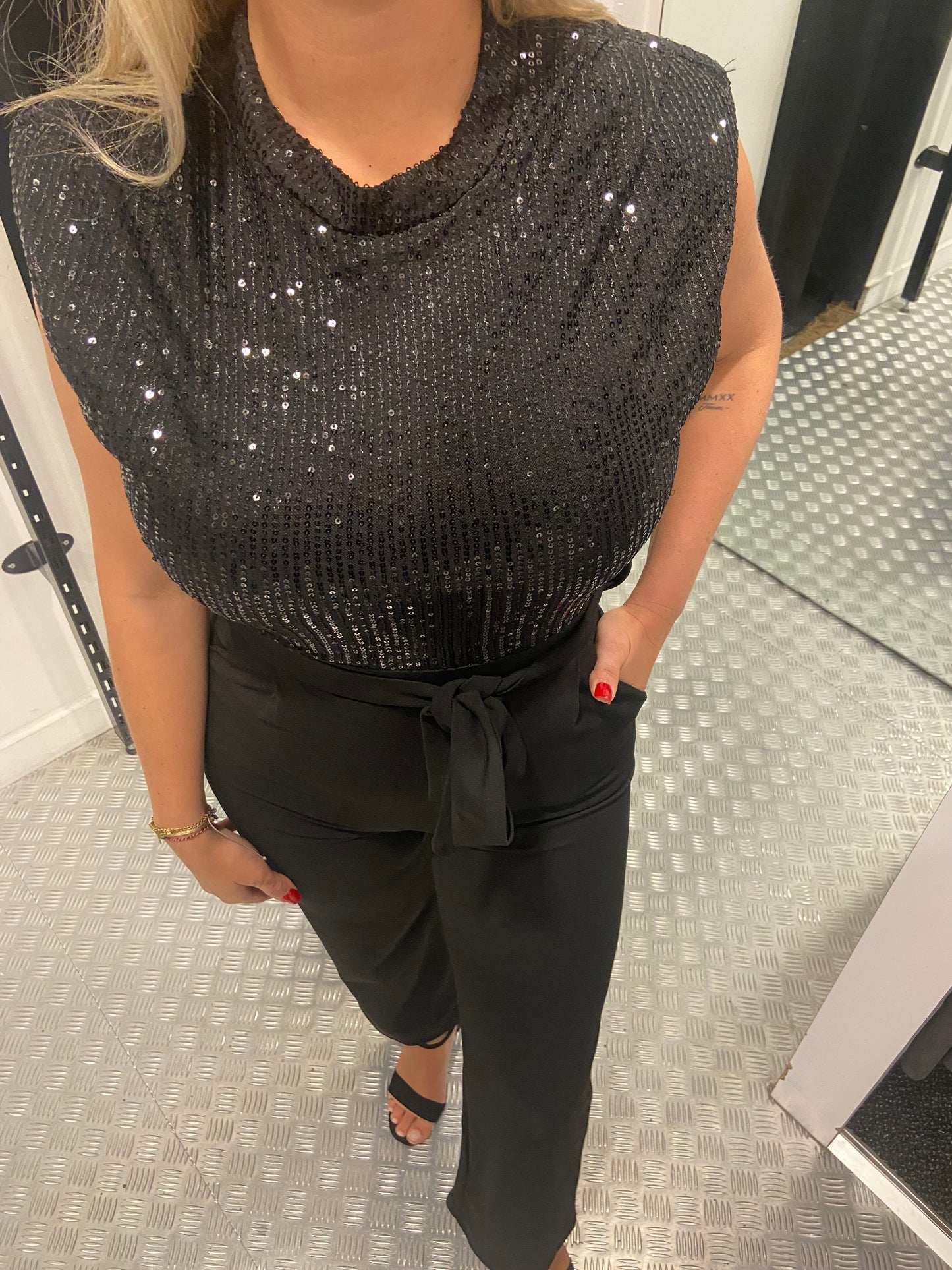 Black paillet jumpsuit