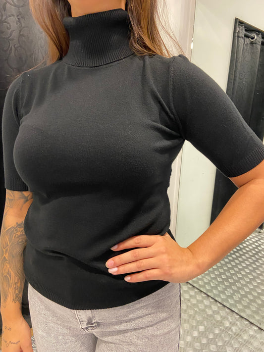 Zwarte top met col