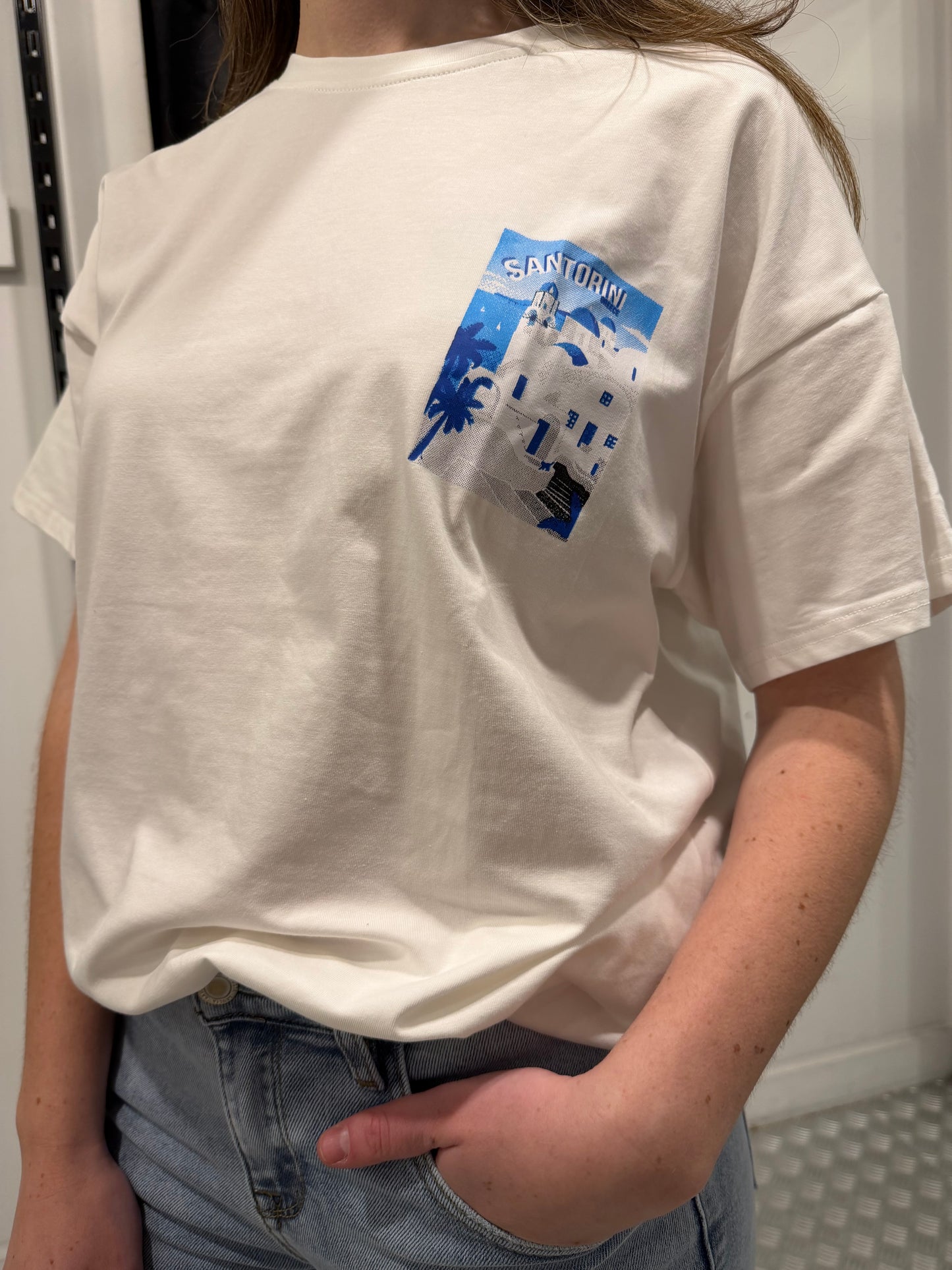 Santorini wit tshirt