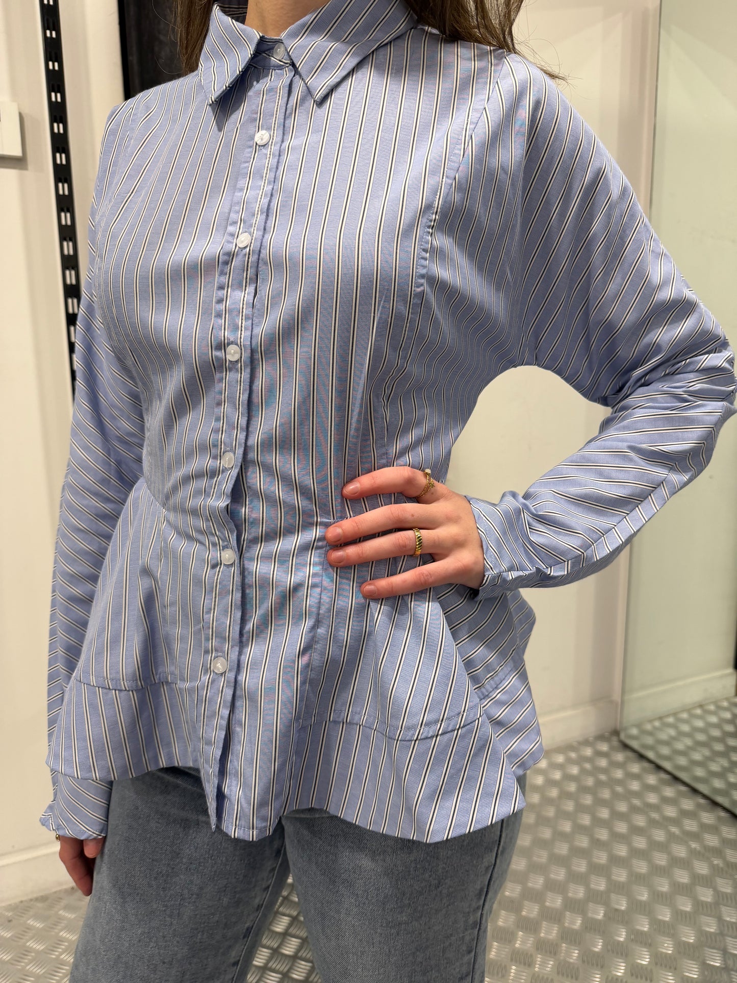 Striped peplum blouse