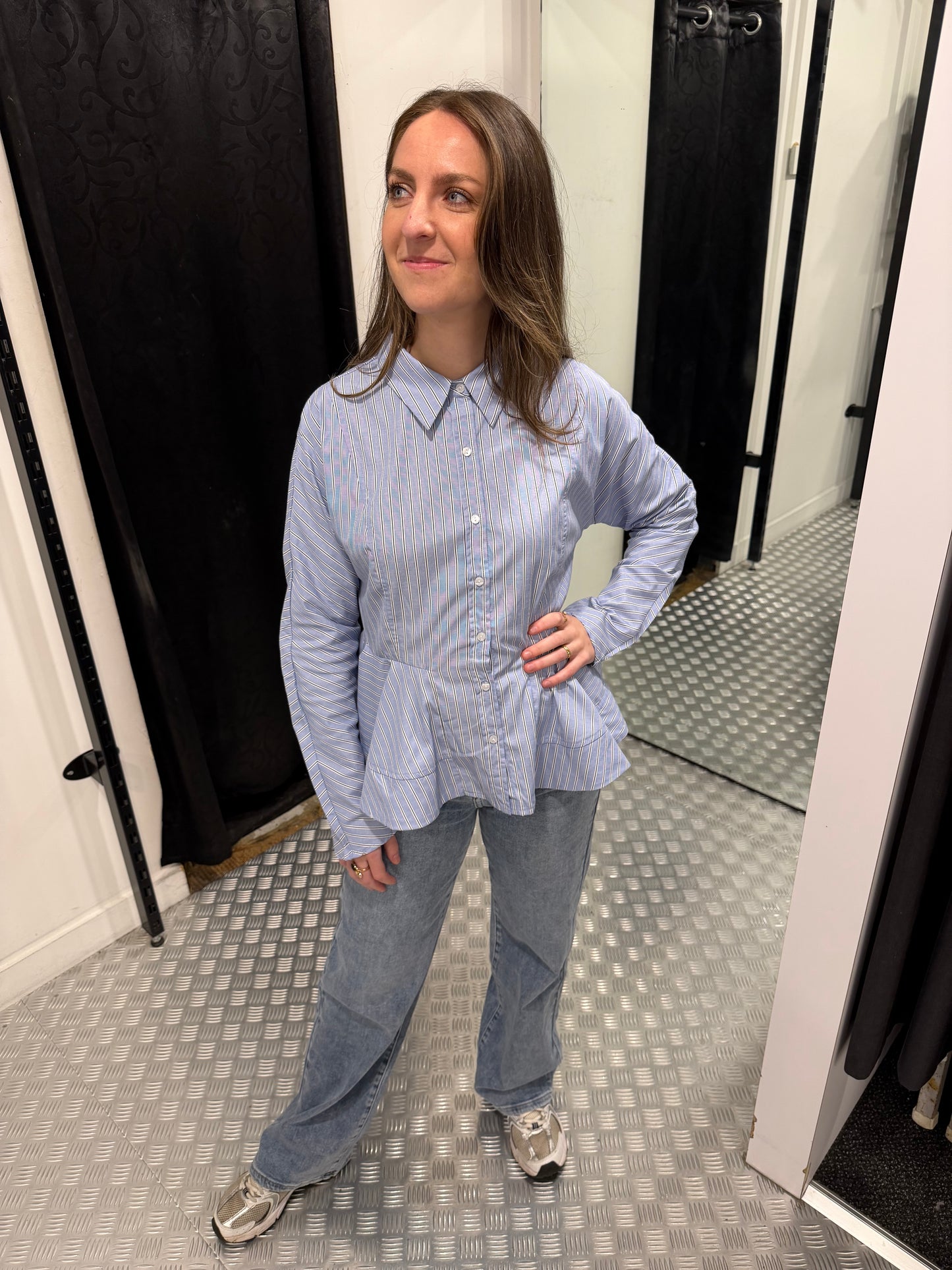Striped peplum blouse