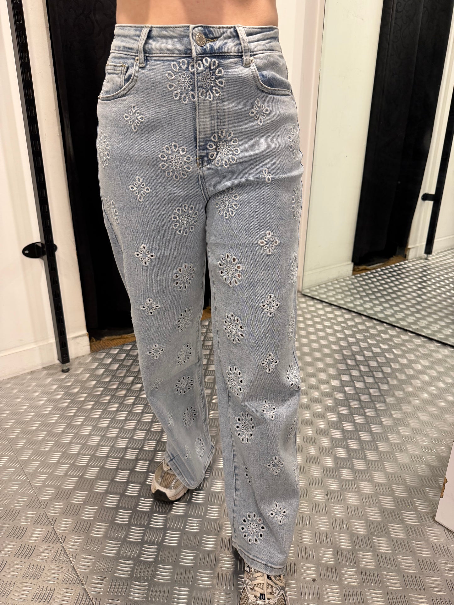 Flower wide leg jeans