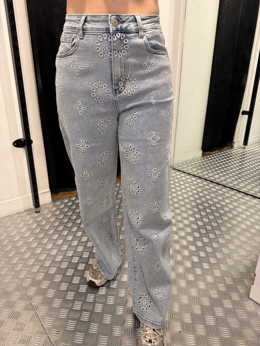 Flower wide leg jeans