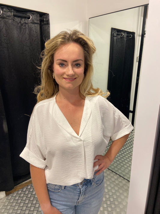 Vhals blouse wit